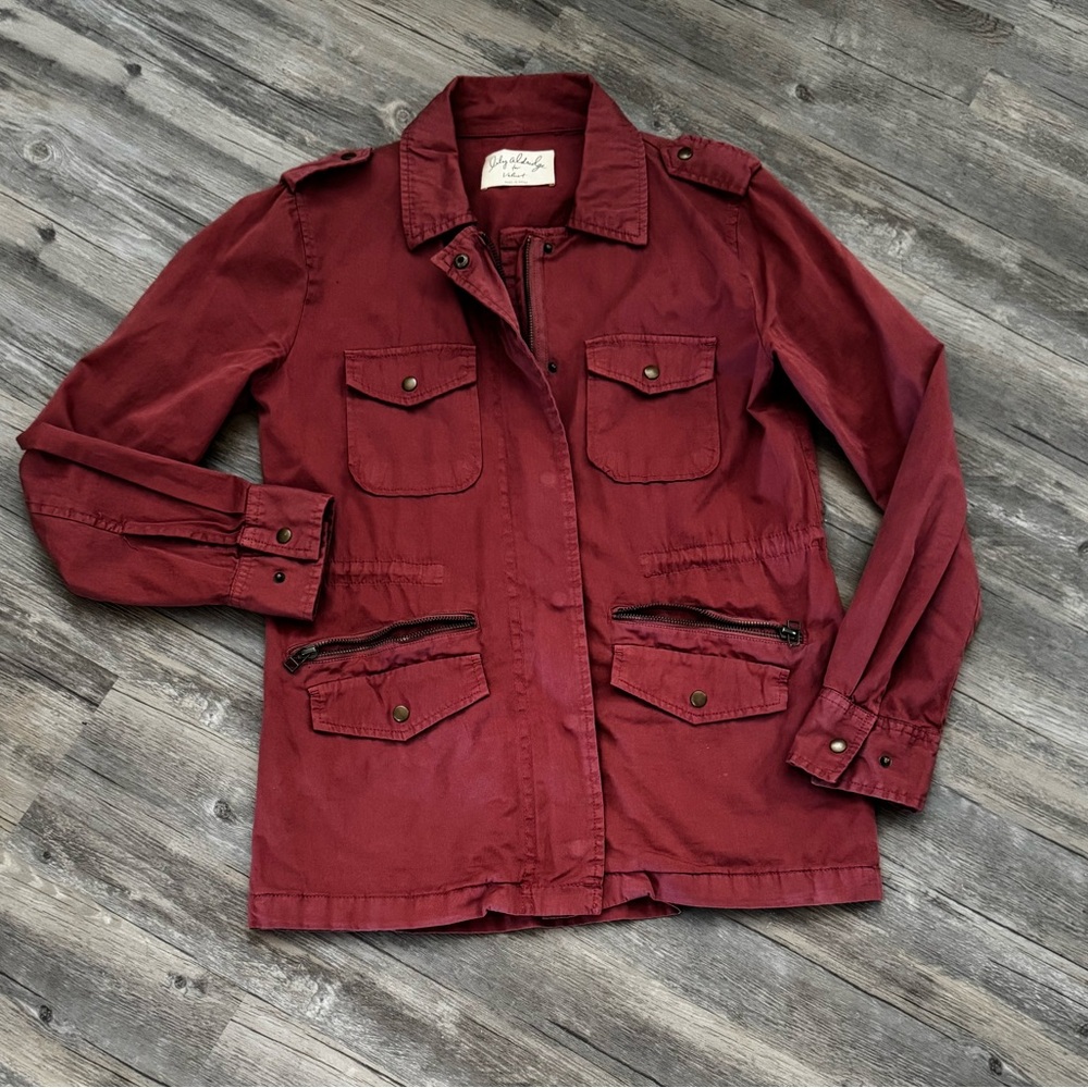 Lily Alridge for Velvet utility jacket in red. Size XS